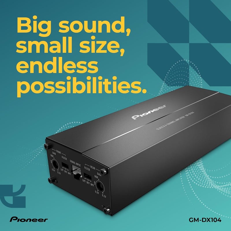 Pioneer GM-DX104 4-Channel Car Amplifier – 400W Max, Efficient Class D, Bridgeable Design - Image 2